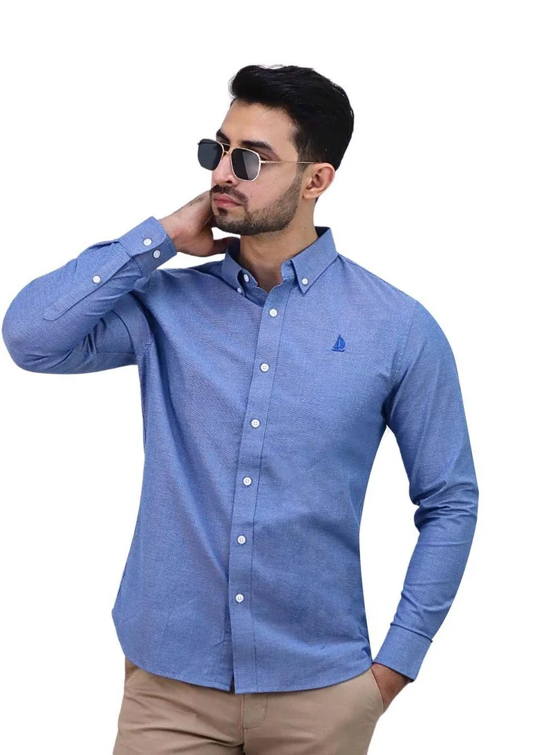 GIORDANO Men’s Cotton Spandex Oxford Slim Fit Embroidery Shirt
