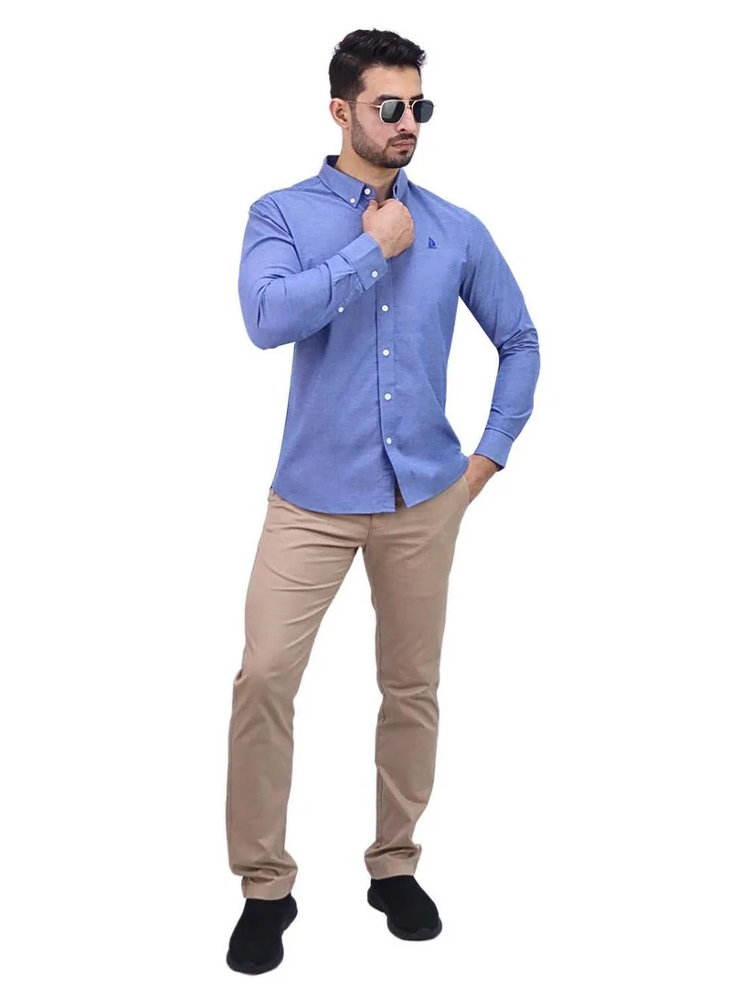 GIORDANO Men’s Cotton Spandex Oxford Slim Fit Embroidery Shirt