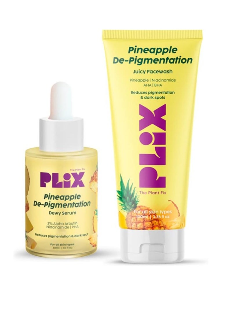 PLIX THE PLANT FIX - The Plant Fix 5% Foaming Face Serum & Wash Set in Pineapple Shape for pigmentation, dark spots, dull, brighter and even skin - Image 1