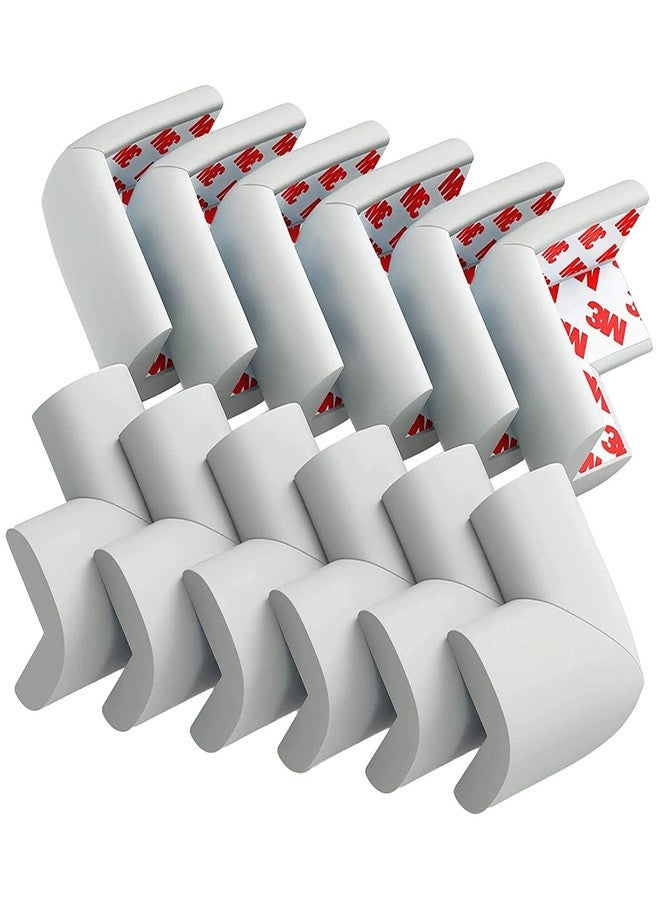 OLWICK واقيات زوايا أمان الأطفال من أولويك® | واقيات حواف الزوايا | وسائد حماية زوايا الأطفال للطاولات والسلالم والخزائن وأسطح العمل مع شريط لاصق 3M، عبوة من 12 قطعة، رمادي - Image 1