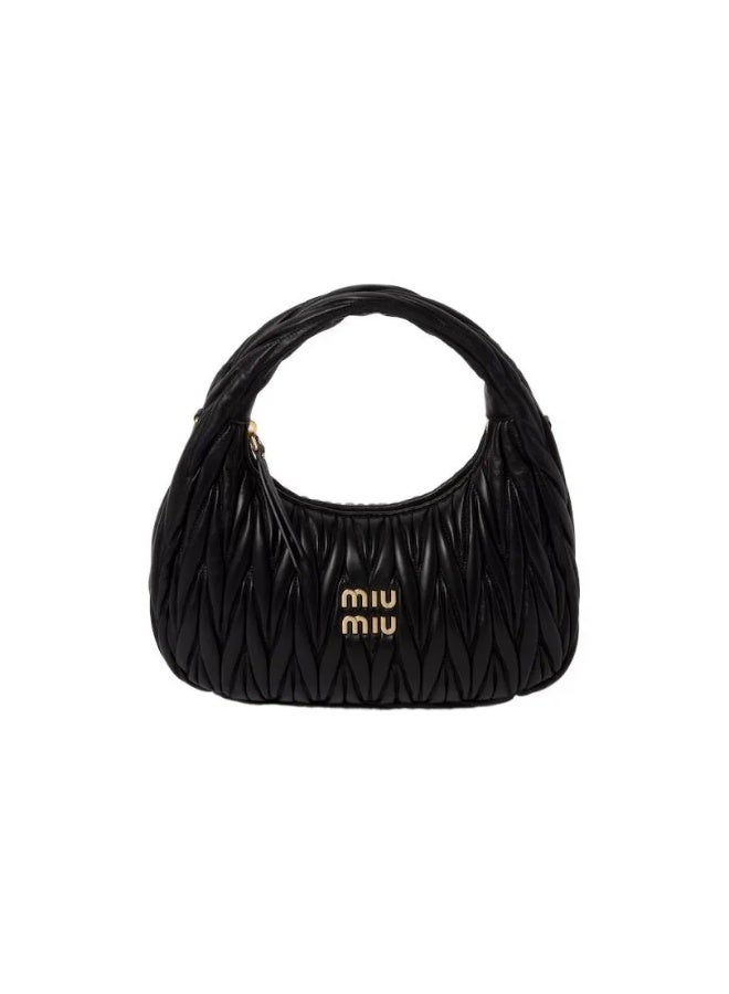 MIU MIU Wander Matelass é Crescent Bag Women's Handbag Adjustable Shoulder Bag (Black) - Image 1