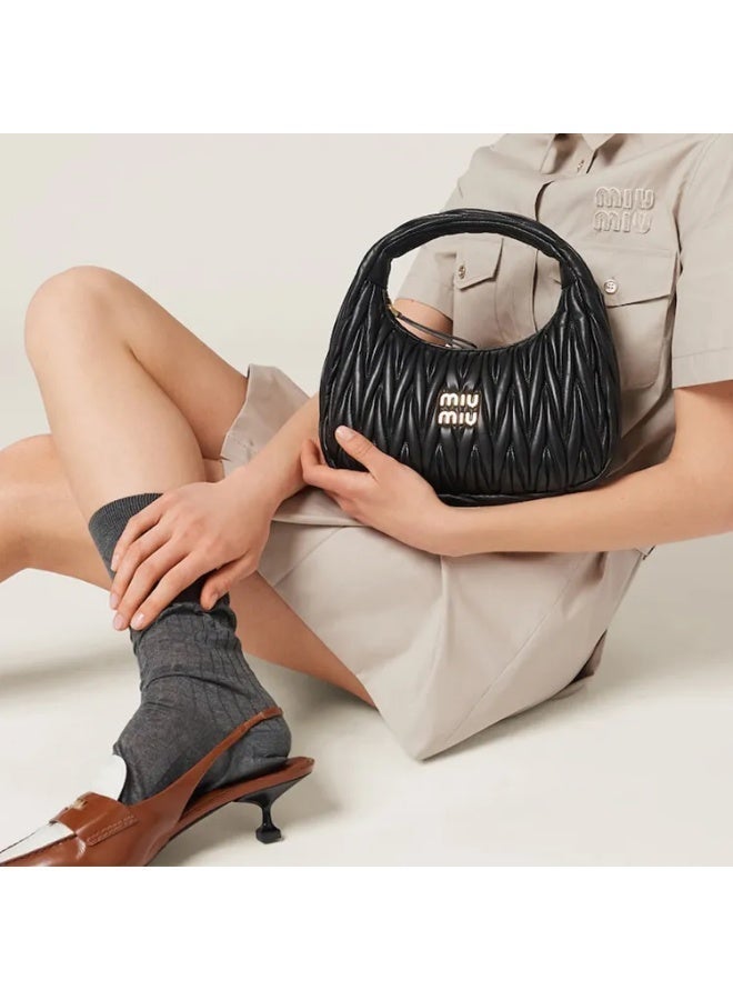 MIU MIU Wander Matelass é Crescent Bag Women's Handbag Adjustable Shoulder Bag (Black) - Image 5