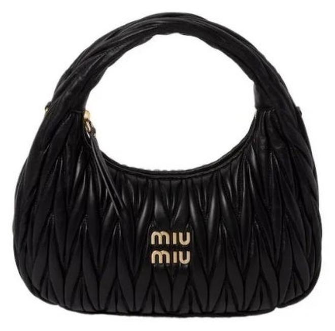 MIU MIU Wander Matelass é Crescent Bag Women's Handbag Adjustable Shoulder Bag (Black) - Image 1