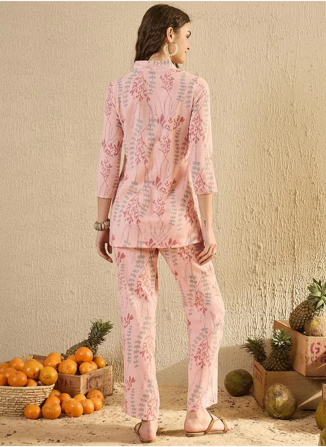 سانسكريتي هومز Printed Pure Cotton Top and Trouser Co-Ord Set by Styli