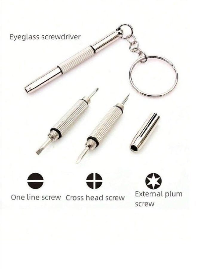 Stars Market Multifunction 3 In 1 Mini mobile phone watch Steel Glasses Screwdriver,Multifunction Eyeglass Screwdriver Repairing Kit, Tiny Screwdriver For Glasses Tightening Repair Screwdriver With Keychain,Portable Hand Tools, Precision Screwdriver Tools - Image 1