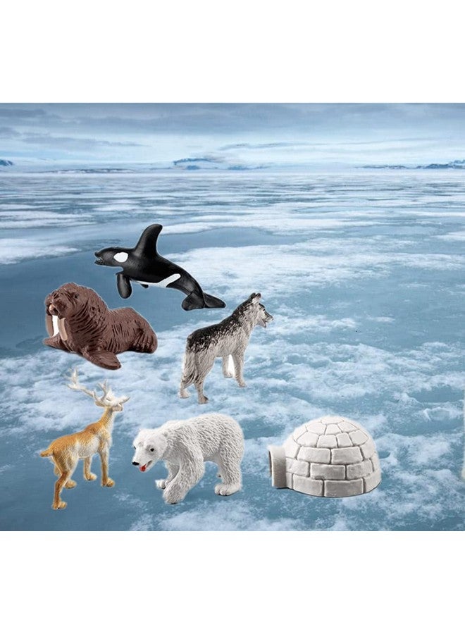 NatureMan Mini Arctic Animals Toys Set 10PCS Polar Animal Figurines Toy Play setIncludes Polar Bear Seal Reindeer Wolf Rabbit Arctic Fox Igloo for ToddlersBirthdayGift - Image 3