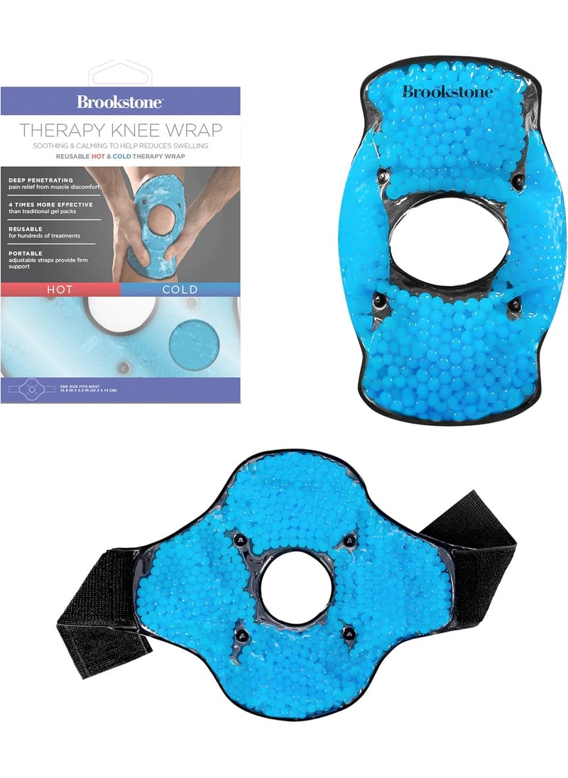 Brookstone Brookstone Knee Ice Pack Wrap with Silica Beads - Hot and Cold Therapy - Fast Acting Ice Pack for Knee Pain Relief - Reusable Knee Ice Pack for Swelling, Injuries, and Post-Surgery Recovery Azure Blue 