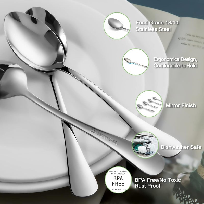 SANTUO Stainless Steel Teaspoon Set,12 Piece 6.7" Spoons Silverware,Dessert Spoons,Mirror Finish & Dishwasher Safe - Image 3