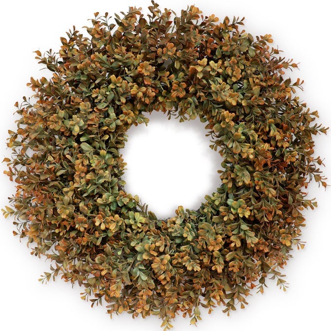 26 LARGE FALL WREATH FOR FRONT DOOR PORCH WINDOW ARTIFICIAL BOXWOOD LEAVES OUTDOOR AUTUMN WREATH FOR HOME FARMHOUSE WALL THANKSGIVING DAY HARVEST FESTIVAL DECOR