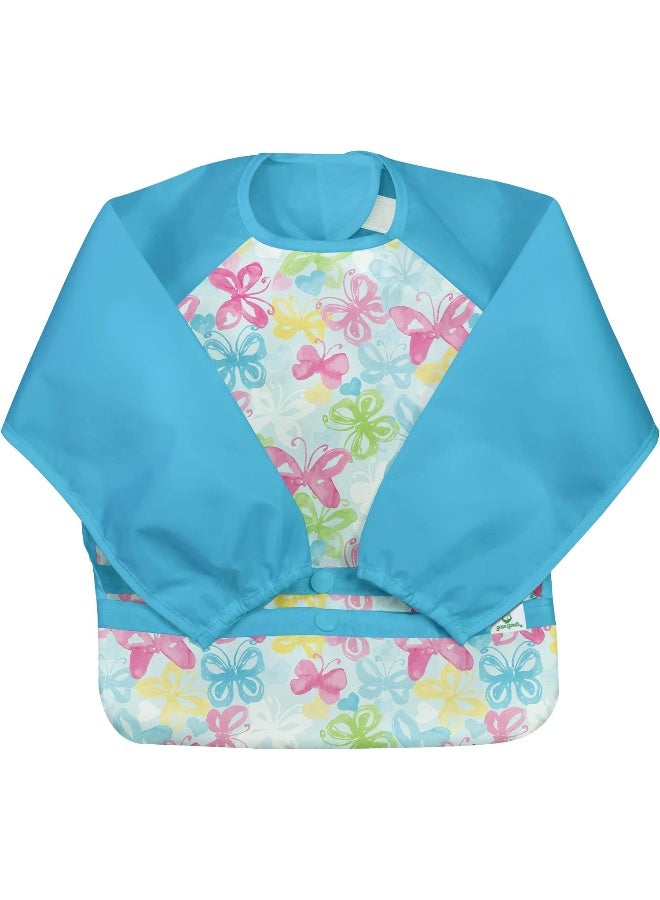 green sprouts Snap & Go Easy-wear Long Sleeve Bib 12-24mo Aqua Dinosaurs - Image 3