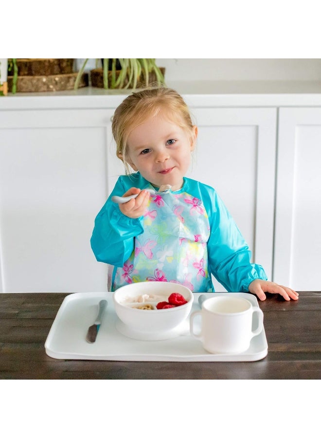 green sprouts Snap & Go Easy-wear Long Sleeve Bib 12-24mo Aqua Dinosaurs - Image 5