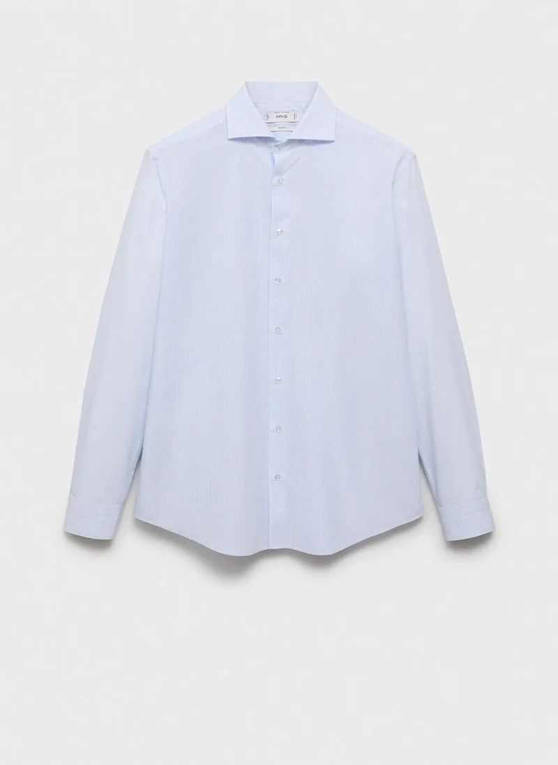 Mango Man Slim Fit Thousand Striped Suit Shirt