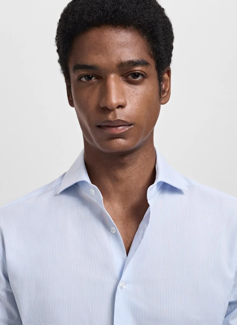 Mango Man Slim Fit Thousand Striped Suit Shirt