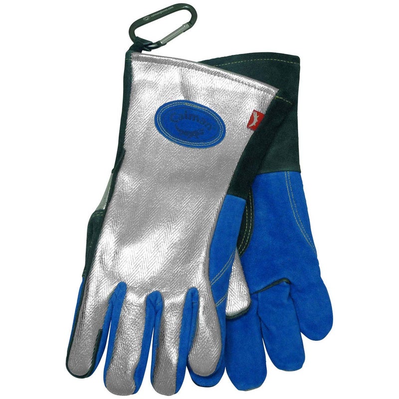 Caiman Premium Split Cowhide MIGStick Welding Gloves Aluminized Rayon Back Wool Lining Kevlar Kontour SilverBlue Large 1524 - Image 5