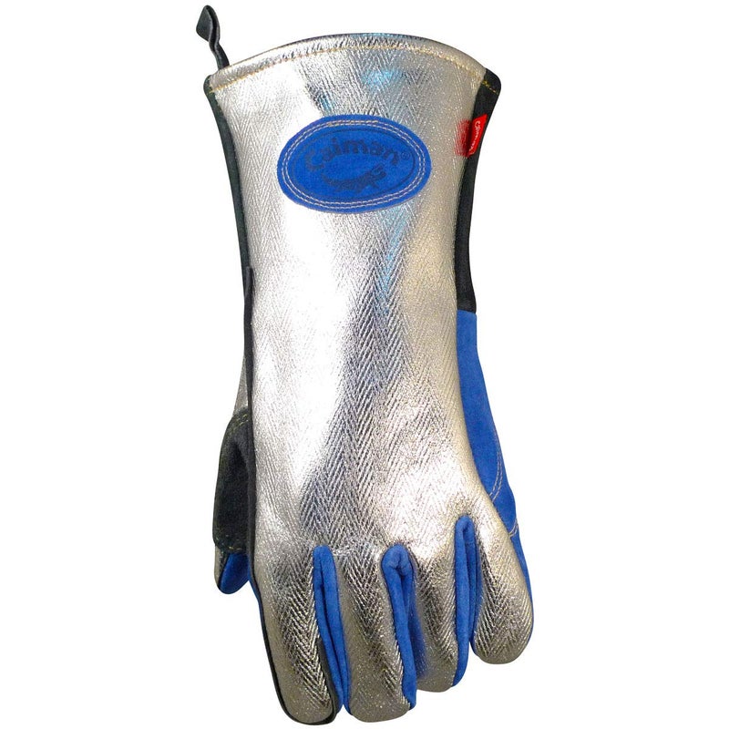 Caiman Premium Split Cowhide MIGStick Welding Gloves Aluminized Rayon Back Wool Lining Kevlar Kontour SilverBlue Large 1524 - Image 2