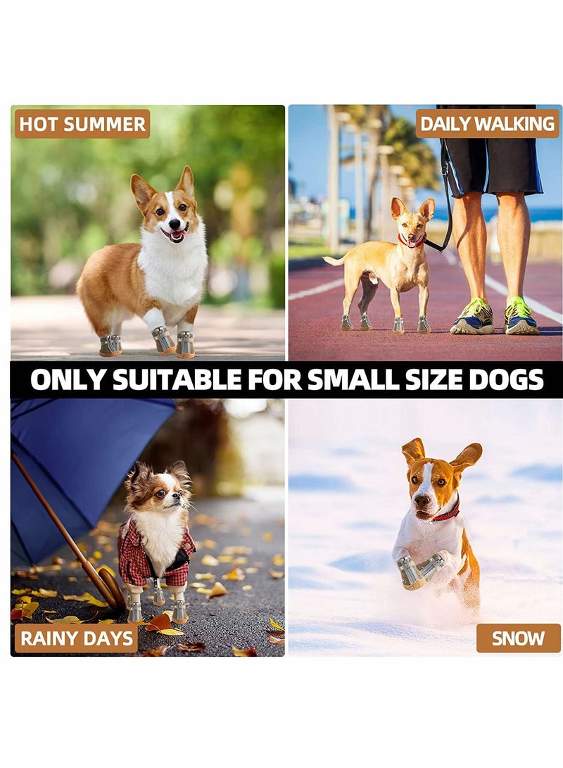 SYOSI Dog Shoes 4 Pcs Size 5 Anti Slip Breathable Waterproof Dog Booties Boot Paw Protector for Small Dog Dog Hiking Shoes with Reflective Adjustable Strap Zipper Puppy Shoe for Hot Pavement Winter Snow - Image 5