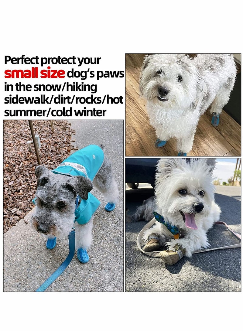 SYOSI Dog Shoes 4 Pcs Size 5 Anti Slip Breathable Waterproof Dog Booties Boot Paw Protector for Small Dog Dog Hiking Shoes with Reflective Adjustable Strap Zipper Puppy Shoe for Hot Pavement Winter Snow - Image 4