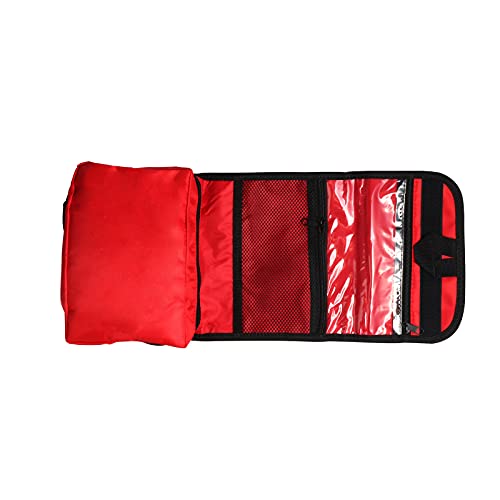 Jipemtra First Aid Bag Tote Empty Small First Aid Kit Bag Outdoor Travel Rescue Pouch First Responder Medicine Bag Pocket Container for Car Home Office Sport Outdoors (Red Foldable Green Print) - Image 3