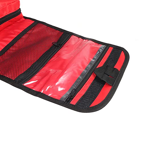 Jipemtra First Aid Bag Tote Empty Small First Aid Kit Bag Outdoor Travel Rescue Pouch First Responder Medicine Bag Pocket Container for Car Home Office Sport Outdoors (Red Foldable Green Print) - Image 5