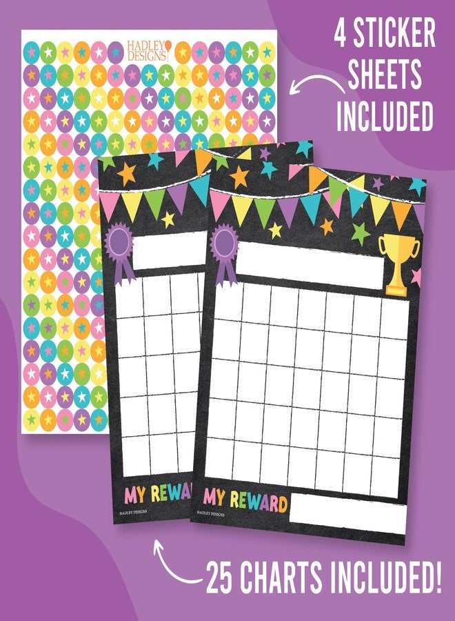 Hadley Designs Sticker Chart for Kids Behavior at Home & Classroom - 25 Reward Chart for Kids Incentives, Gold Star Sticker Sheets, Chalkboard Theme Incentive Charts for Classroom Must Haves - Image 2