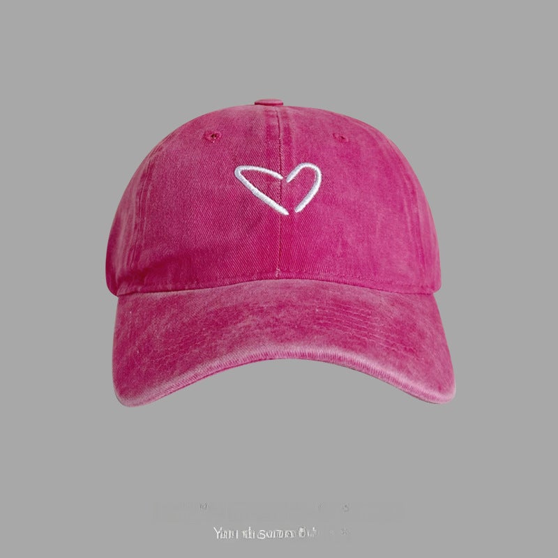 Embroidered Baseball Cap for Parents  Kids Heart Rose Red