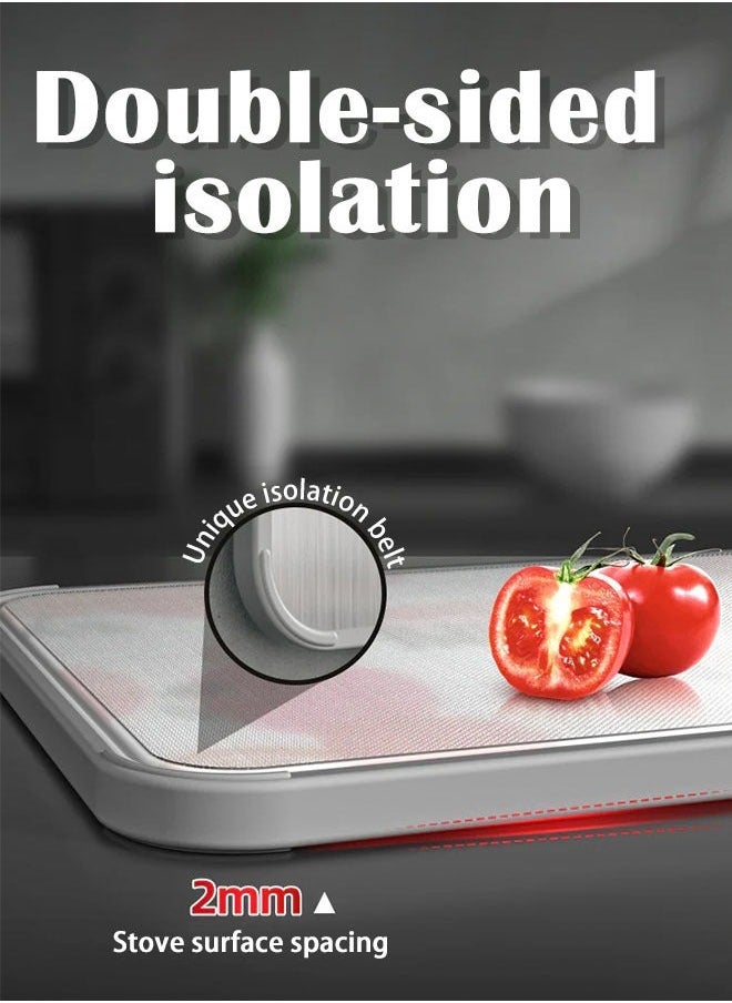 Captaintech Cutting Board, Double Sided Chopping Board with Handle, Stainless Steel Cutting Block for Kitchen  - Image 4
