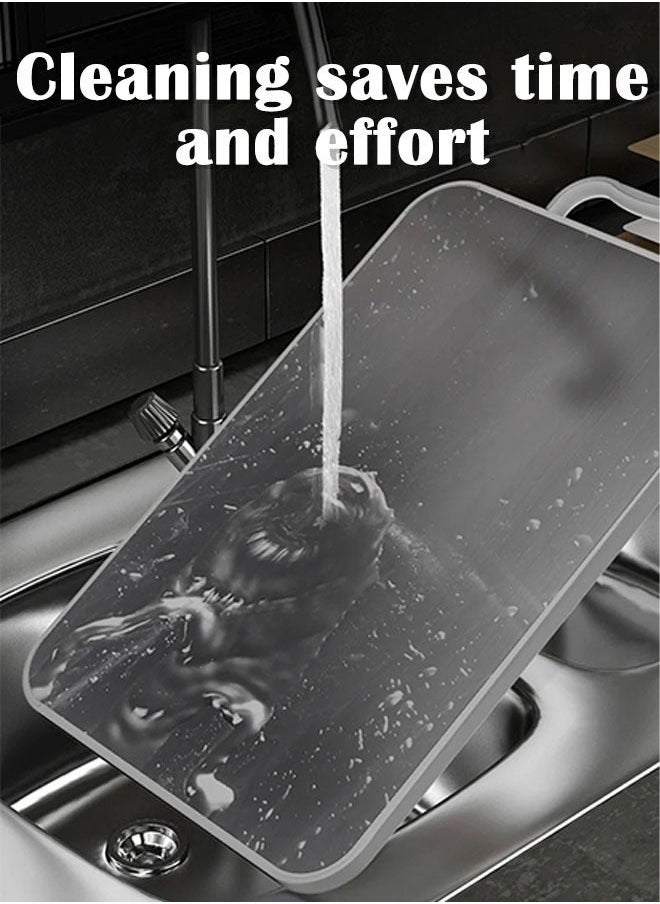 Cutting Board, Double Sided Chopping Board with Handle, Stainless Steel Cutting Block for Kitchen