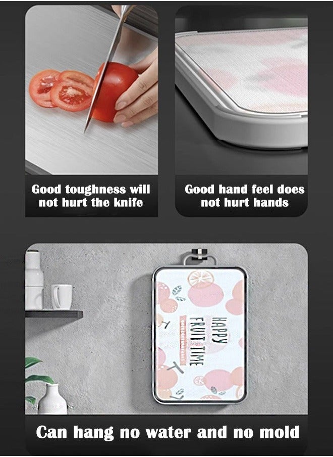 Cutting Board, Double Sided Chopping Board with Handle, Stainless Steel Cutting Block for Kitchen
