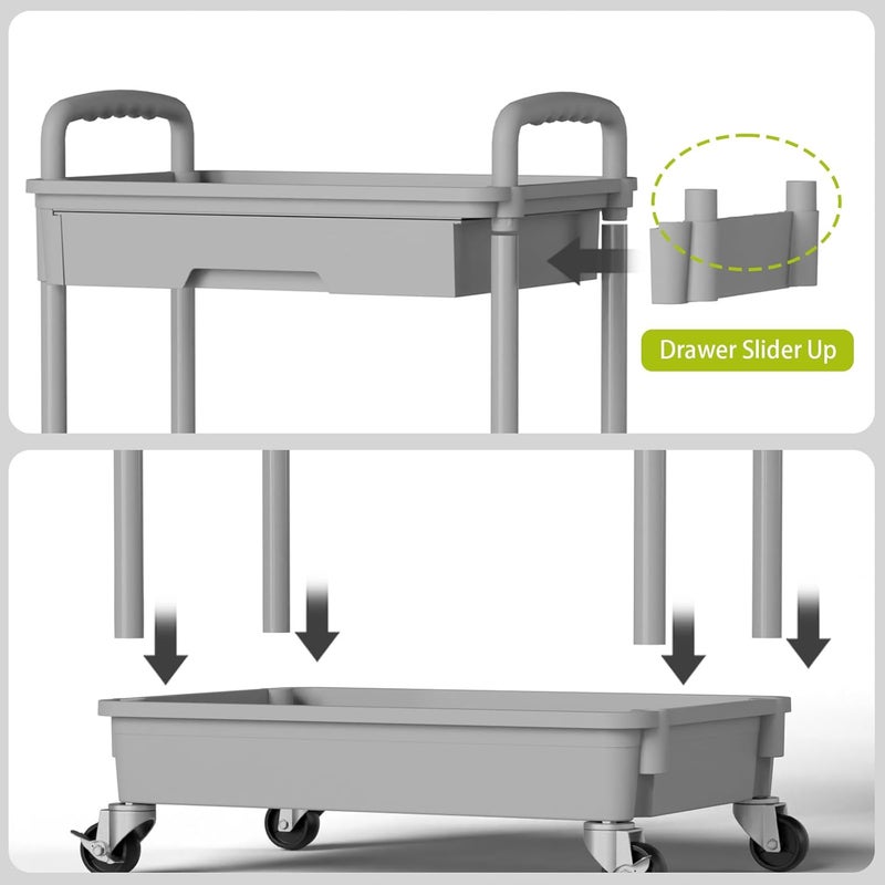 Sorgion 5 Tier Rolling Cart Organizer,Bathroom Cart Organizers with Wheels Laundry Room Organization Mobile Shelving Unit Utility Cart Storage Shelves Multi-Functional for Office, Home(Grey) - Image 5