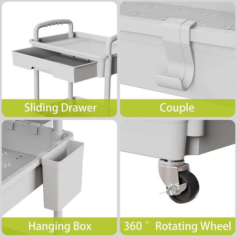 Sorgion 5 Tier Rolling Cart Organizer,Bathroom Cart Organizers with Wheels Laundry Room Organization Mobile Shelving Unit Utility Cart Storage Shelves Multi-Functional for Office, Home(Grey) - Image 4
