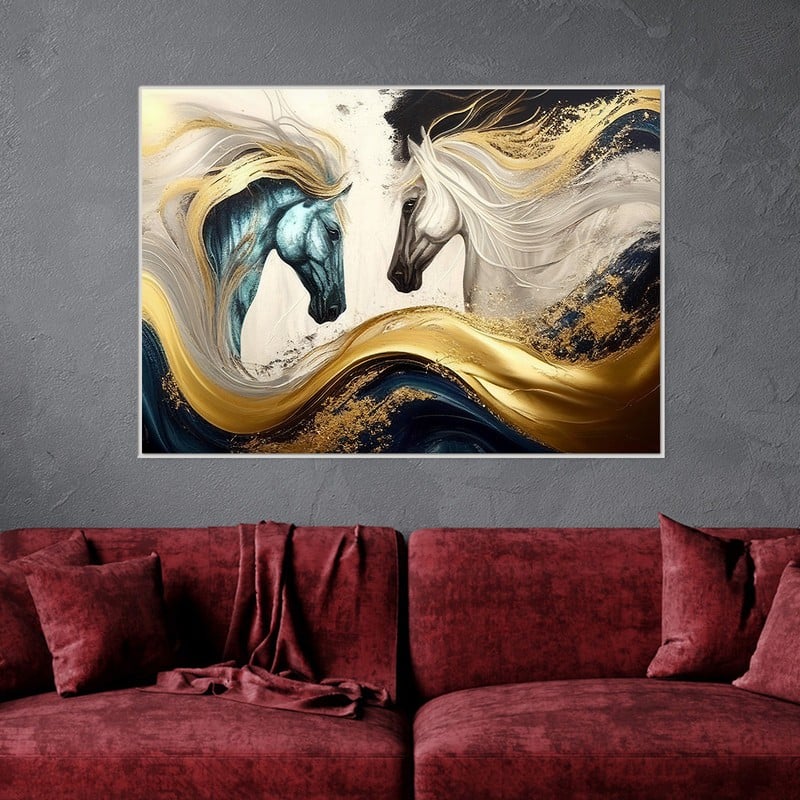 Marktna One canvas print of a horse design with a hollow frame, measuring (90×60) - Image 3