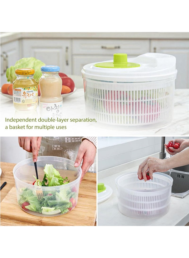 Large 3 Litre Salad Spinner Manual Lettuce Spinner Vegetable Washer with Lid and Bowl Salad Colander Basket Lettuce Dryer  - Image 5