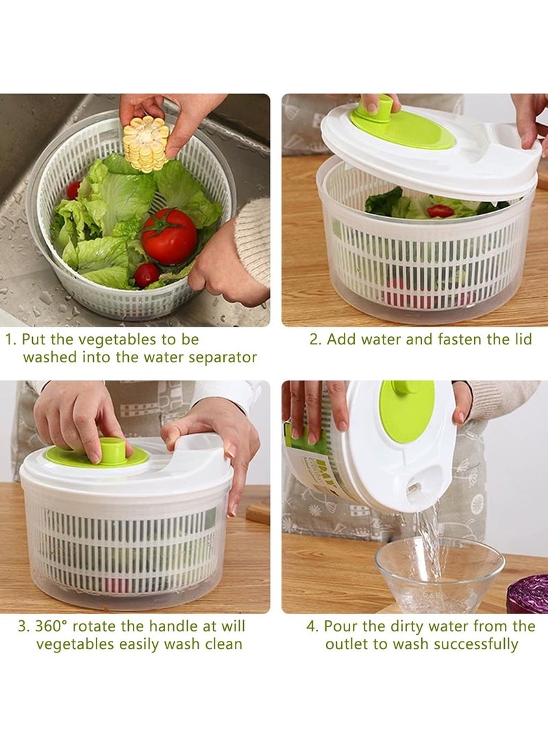 Large 3 Litre Salad Spinner Manual Lettuce Spinner Vegetable Washer with Lid and Bowl Salad Colander Basket Lettuce Dryer  - Image 2