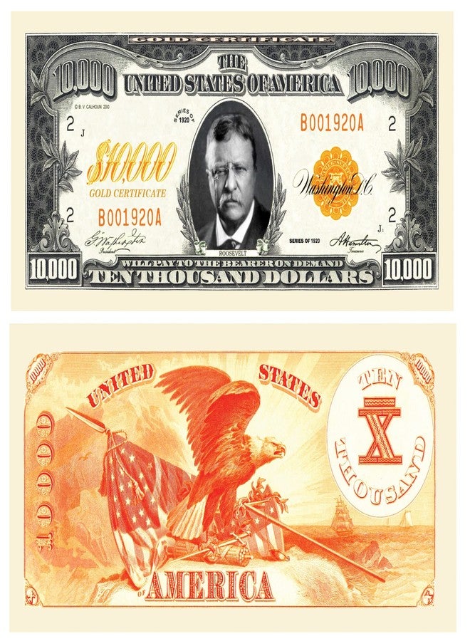 American Art Classics Pack of 100 Bills - $10,000.00 Ten Thousand Dollar Gold Certificate Novelty Bill - Not Real Currency - Image 1