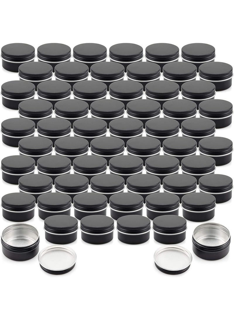 Foraineam - Foraineam 60 Pack 1 oz. Aluminum Round Lip Balm Tin Container Bottle with Screw Lid - Black Empty Tins for Salve, Powder, Spice, or Candies - Image 1