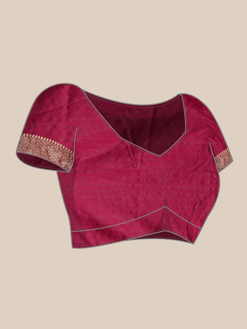 Shiv Textiles Women's Banarasi Silk Saree With Unstitched Blouse (Wine) - Image 5