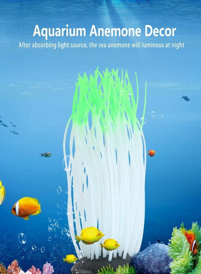 AYNEFY Simulation Artificial Silicone Sea Anemone Decor,Aquarium Luminous Coral Ornament Fluorescent Sea Anemone Decoration for Fish Aquarium Landscaping Decor - Image 2