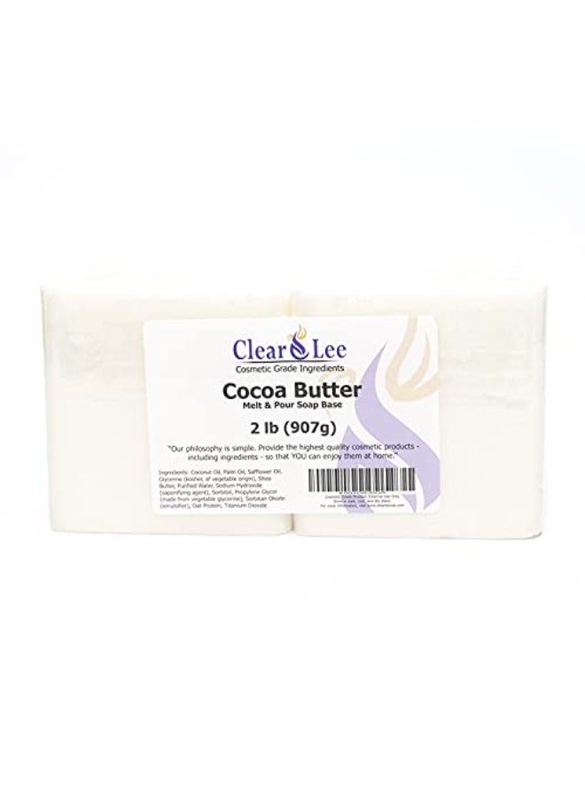 ClearLee Cocoa Butter Melt and Pour Soap Base Cosmetic Grade Natural Bar 2lb - Image 1