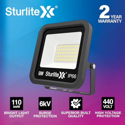 Sturlite Toddo 50 W LED Flood Light| Cool White 6500K Color Temperature LED Lamp| IP66 Waterproof Surge Protection Focus Light for Factory, Garage, Parking, Garden, Playground & Shop - (Pack of 2) - Image 3