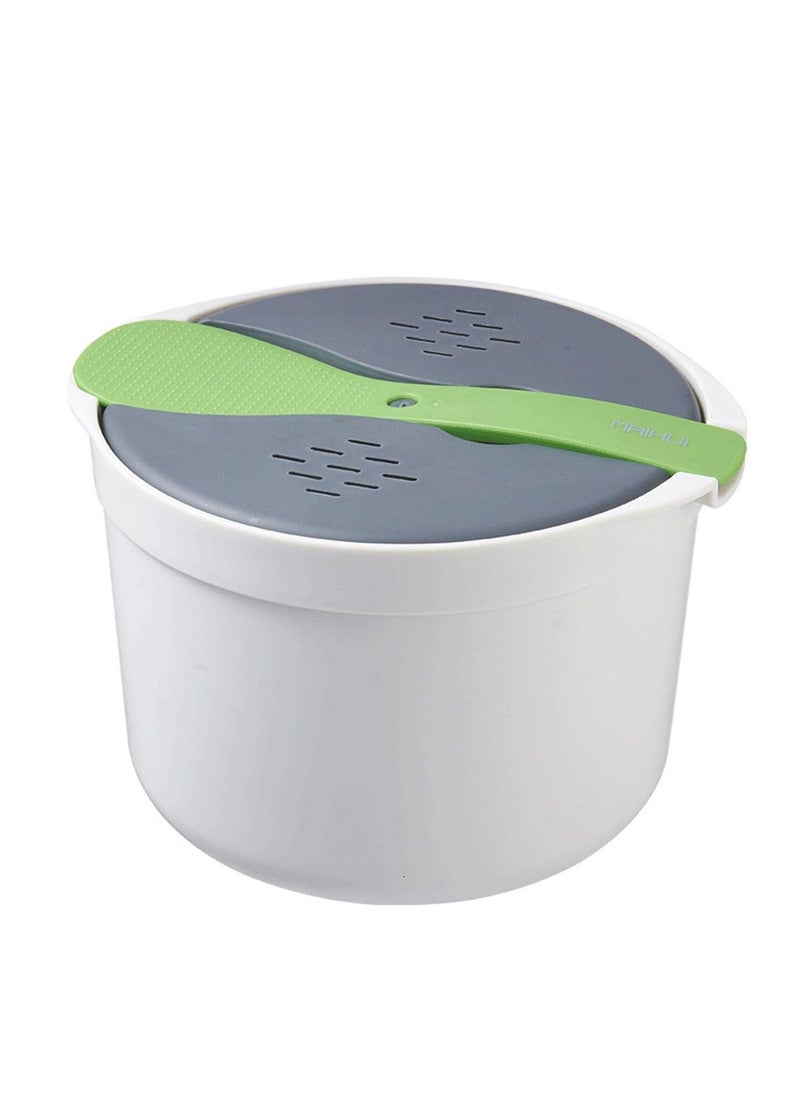 Generic Microwave Rice Cooker, 2L Microwave Steamer Set with Rice Scoop, Lid, Strainer and Steaming Pot, Microwave Rice Maker Set for Pasta, Potato, Vegetables, Quinoa, Oatmeal, Non-stick, BPA Free (Green)  - Image 1