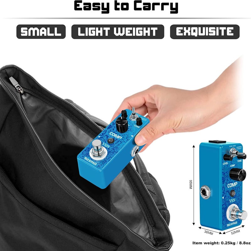 VSN Guitar Compressor Pedal for Analog Compression Effect Pedal Ultimate Comp Guitar Effects for Electric Guitar True Bypass - Image 4
