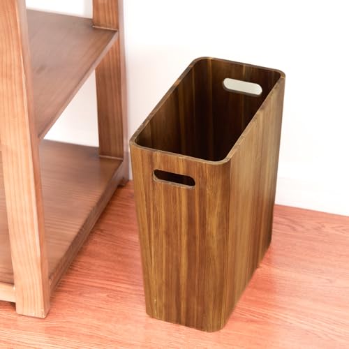 LiTY 3 Gallons Wooden Wastebaskets Solid Acacia Wood Waste Basket with Handles Rectangular Trash Can Garbage Bin for Bedroom Bathroom Kitchen Living Room Office Decorative - Image 3