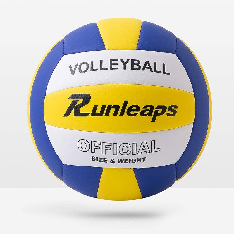 Runleaps Volleyball, Waterproof Indoor Outdoor Volleyball for Beach Game Gym Training, Official Size 5 (Blue-Yellow-White) - Image 4