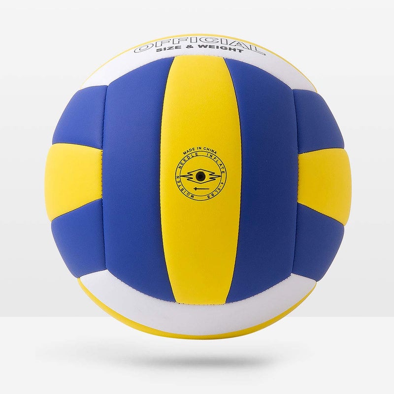 Runleaps Volleyball, Waterproof Indoor Outdoor Volleyball for Beach Game Gym Training, Official Size 5 (Blue-Yellow-White) - Image 3
