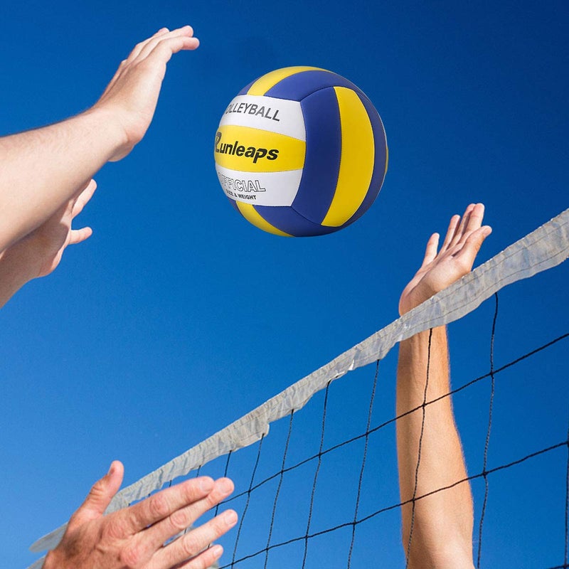 Runleaps Volleyball, Waterproof Indoor Outdoor Volleyball for Beach Game Gym Training, Official Size 5 (Blue-Yellow-White) - Image 5