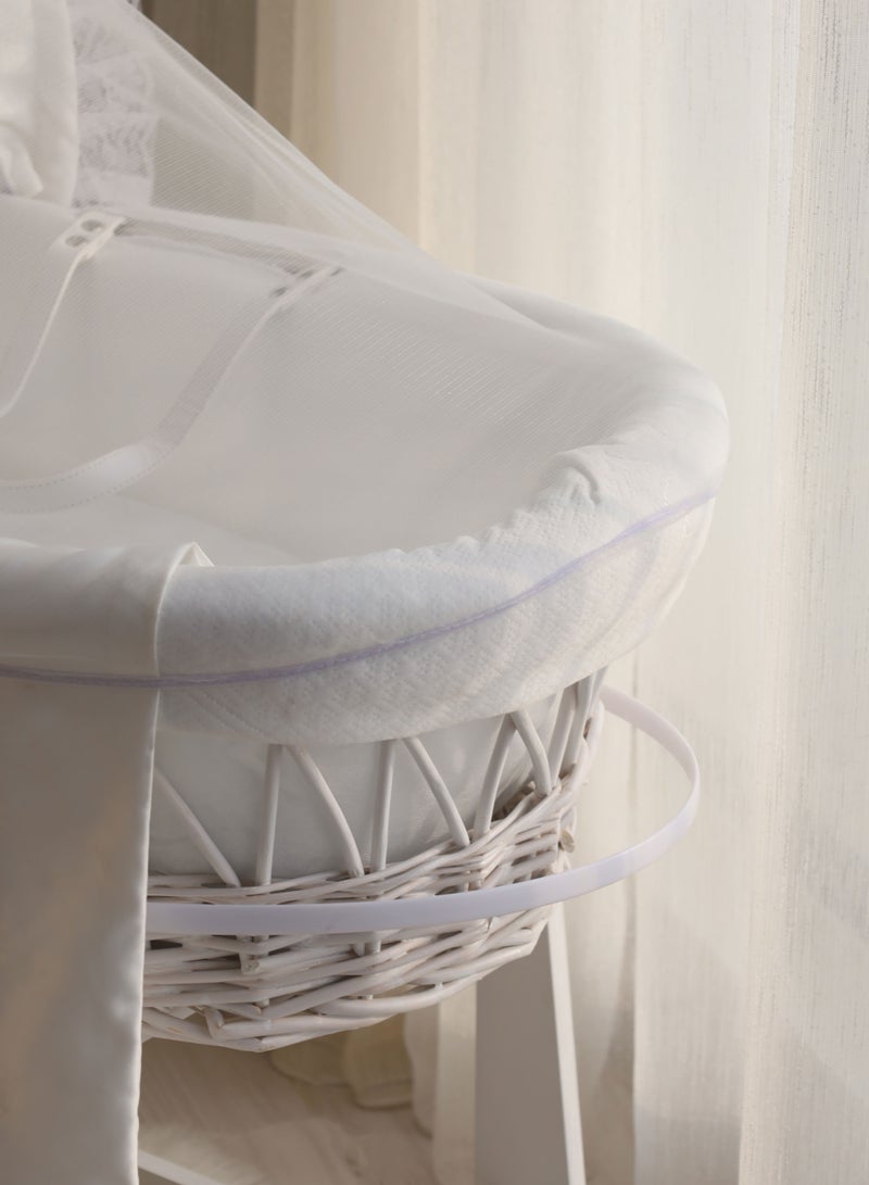 StarKids Baby cradle, Moses basket, white, with rocking stand - Image 3