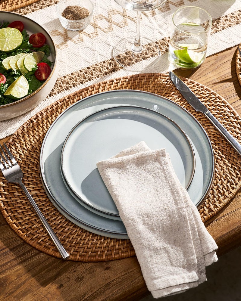 Famiware Annecy Plates and Bowls Sets, 12 Pieces Dinnerware Sets, Microwave and Dishwasher Safe Dishes Set for 4, Chip and Scratch Resistant, Grey-Blue - Image 4