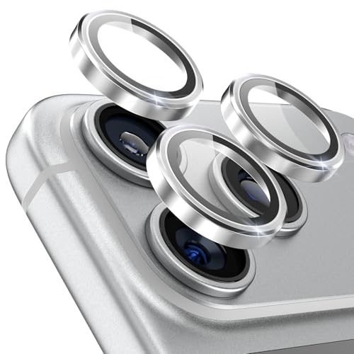 CloudValley for iPhone 17 Pro/iPhone 17 Pro Max Camera Lens Protector, [1 Second Installaion] Ultra-HD Tempered Glass Cover, [Case-Friendly] Metal Lens Screen Protective Ring, Silver - Image 1