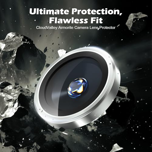 CloudValley for iPhone 17 Pro/iPhone 17 Pro Max Camera Lens Protector, [1 Second Installaion] Ultra-HD Tempered Glass Cover, [Case-Friendly] Metal Lens Screen Protective Ring, Silver - Image 2