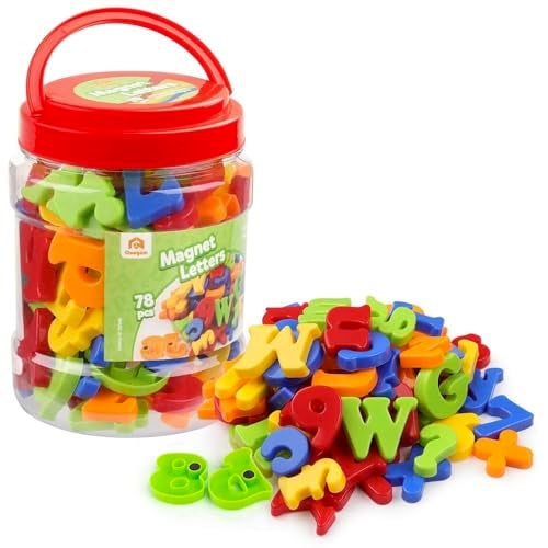 Coogam Magnetic Letters Numbers Alphabet Fridge Magnets Colorful Plastic ABC 123 Educational Toy Set Preschool Learning Spelling Counting Uppercase Lowercase Math for 3 4 5 Years Kid(78 Pcs) - Image 1
